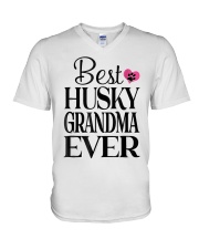 Grandmother Best Husky Grandma Ever V-Neck T-Shirt tile