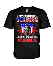 Grandmother My Favorite Soldier Calls Me Nana V-Neck T-Shirt tile