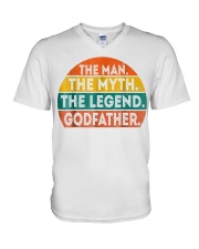 Grandfather Godfather The Man The Myth Legend V-Neck T-Shirt tile