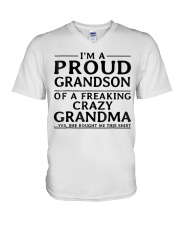 Grandmother I M A Proud Grandson Of A Freaking V-Neck T-Shirt tile