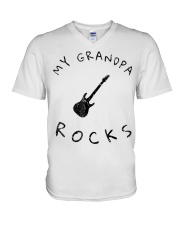 Grandfather My Grandpa Rocks V-Neck T-Shirt tile