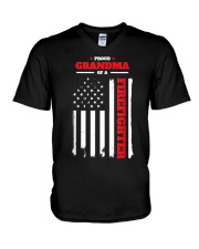 Grandmother Proud Grandma Of A Firefighter V-Neck T-Shirt tile