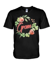 Grandmother Grandma Floral V-Neck T-Shirt tile