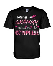 Grandmother Being A Grammy Makes My Life Complete V-Neck T-Shirt tile