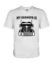 Grandfather My Grandpa Is A Trucker V-Neck T-Shirt tile
