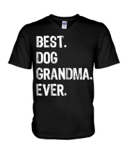 Grandmother Womens Best Dog Grandma Ever V-Neck T-Shirt tile