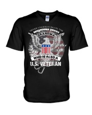 Grandmother Veteran Never Underestimate V-Neck T-Shirt tile