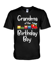 Grandmother Railroad Birthday Boy V-Neck T-Shirt tile