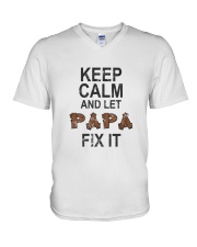 Grandfather Keep Calm And Let Papa Fix It V-Neck T-Shirt tile