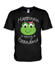 Grandmother Happiness Is Being A Grandma Frog V-Neck T-Shirt tile