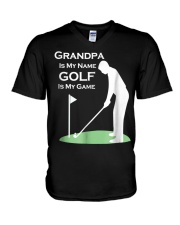 Grandfather Is My Name Golf Is My Game Grandpa V-Neck T-Shirt tile