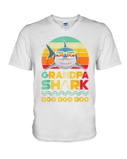 Grandfather Retro Vintage Grandpa Shark Doo Doo V-Neck T-Shirt tile