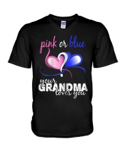 Grandmother Pink Or Blue Your Grandma Loves You V-Neck T-Shirt tile