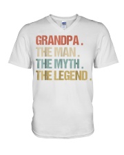 Grandfather The Man Myth Legend Granddad V-Neck T-Shirt tile