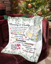 New Mom Gift From Grandma And Baby Bump Small Fleece Blanket - 30" x 40" aos-coral-fleece-blanket-30x40-lifestyle-front-20