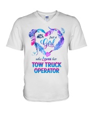 Just a Girl who loves her Tow Truck Operator V-Neck T-Shirt tile