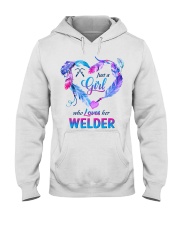 Just a Girl who Loves her Welder Hooded Sweatshirt thumbnail