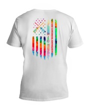Maintenance Technician's Wife Tie Dye US Flag V-Neck T-Shirt thumbnail