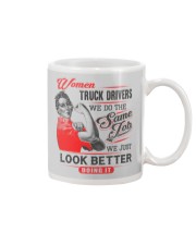 Female Truckers do the same job only look better Mug tile