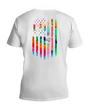 Proud Childcare Provider Tie Dye US Flag V-Neck T-Shirt thumbnail