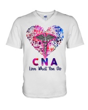 CNA Love what you do V-Neck T-Shirt tile