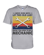 Old Lady will show how to be a Mechanic V-Neck T-Shirt thumbnail