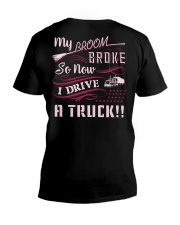 My broom broke so I drive a truck V-Neck T-Shirt tile