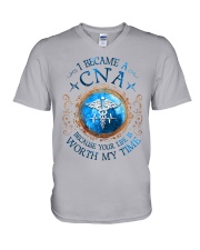 CNA because Your life is worth my time V-Neck T-Shirt tile