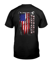 Proud American Elevator Mechanic Flag Classic T-Shirt back