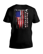 Proud American Elevator Mechanic Flag V-Neck T-Shirt thumbnail