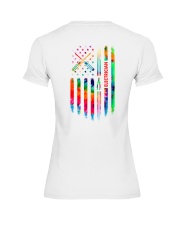 Proud Electrician Tie Dye US Flag Premium Fit Ladies Tee thumbnail