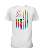 Proud Electrician Tie Dye US Flag Ladies T-Shirt thumbnail