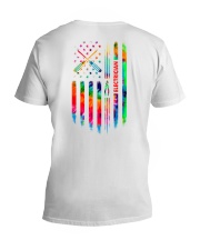 Proud Electrician Tie Dye US Flag V-Neck T-Shirt thumbnail