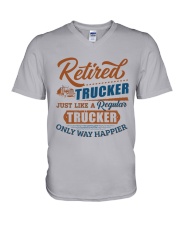 Retired Trucker just like regular only way happier V-Neck T-Shirt tile