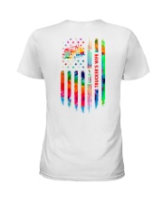 Trucker's Wife Tie Dye US Flag Ladies T-Shirt thumbnail