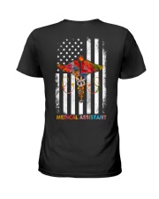 Proud American Medical Assistant Colourful Flag Ladies T-Shirt thumbnail