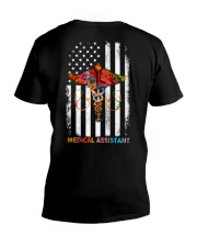 Proud American Medical Assistant Colourful Flag V-Neck T-Shirt thumbnail
