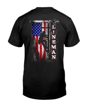 Proud American Lineman Flag Classic T-Shirt back