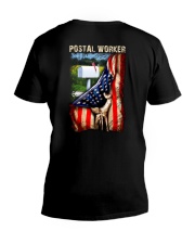 Proud American Postal Worker Flag V-Neck T-Shirt tile