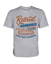 Retired Ironworker only way happier V-Neck T-Shirt thumbnail