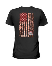 Proud American Trucker fire flag Ladies T-Shirt thumbnail