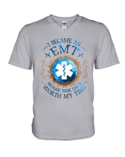 EMT because Your life is worth my time V-Neck T-Shirt tile