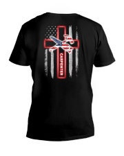 Proud American Carpenter Flag V-Neck T-Shirt tile