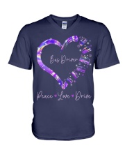 Peace Love Bus Driver V-Neck T-Shirt tile