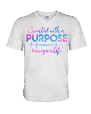Caregiver Created with a Purpose V-Neck T-Shirt thumbnail