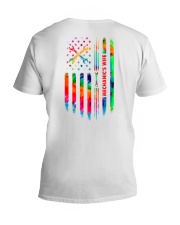 Mechanic's Wife Tie Dye US Flag V-Neck T-Shirt tile