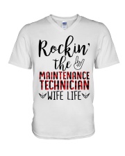 Rockin the Maintenance Technician Wife Life V-Neck T-Shirt thumbnail