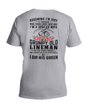 Lineman's Wife: I am his Queen V-Neck T-Shirt thumbnail