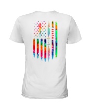 Proud Nurse Tie Dye US Flag Ladies T-Shirt thumbnail