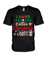 Christmas and cats V-Neck T-Shirt tile